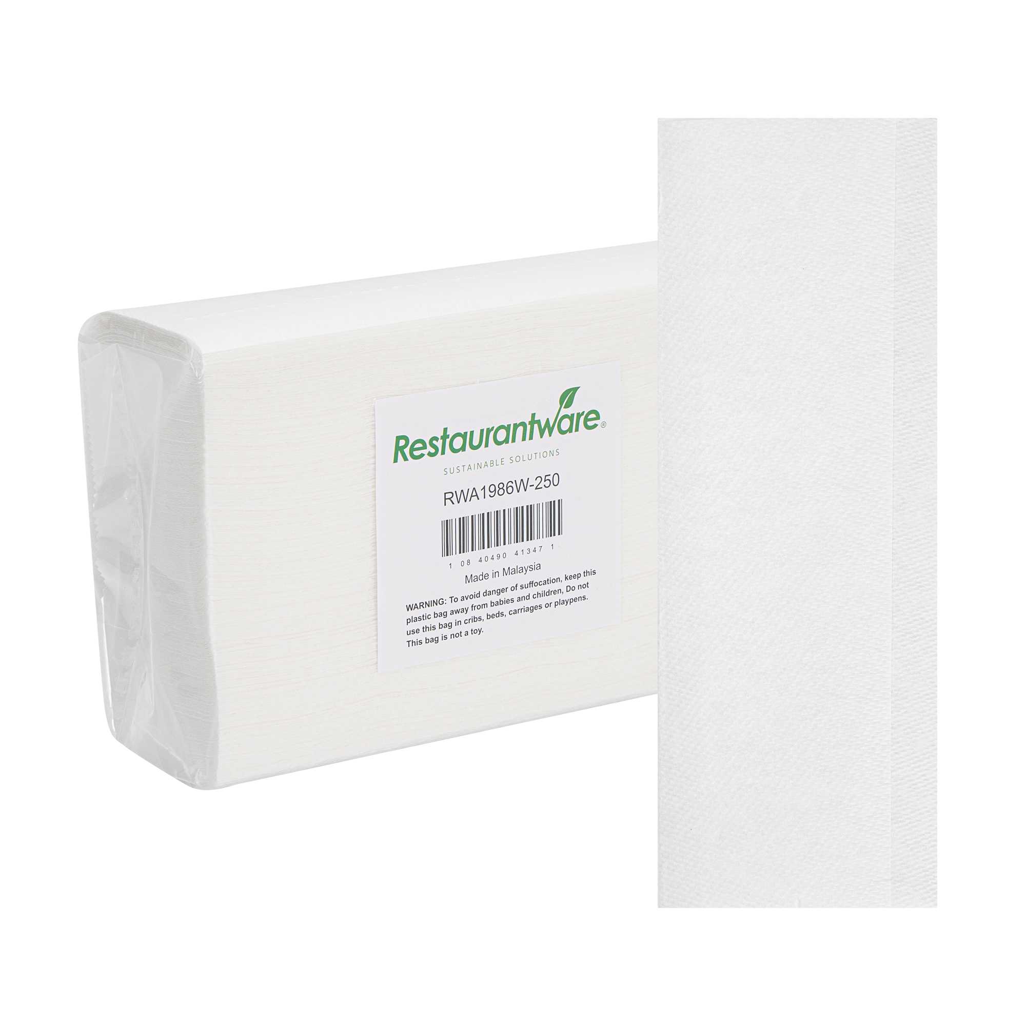 Clean Tek Professional White Paper Towel - M-Fold (Multifold), Through-Air-Dry (TAD) - 9" x 9" - 250 count box