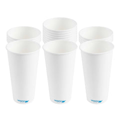 Vanish 20 oz White Paper Coffee Cup - Water-Based Coating, Compostable, Single Wall - 50 count box