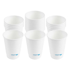 Vanish 12 oz White Paper Coffee Cup - Water-Based Coating, Compostable, Double Wall - 500 count box