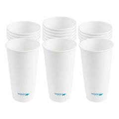 Vanish 20 oz White Paper Coffee Cup - Water-Based Coating, Compostable, Double Wall - 25 count box