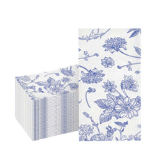 Luxenap 1/6-Fold Blue Paper Pocket / Facial Tissue - 3-Ply, Floral Pattern - 13