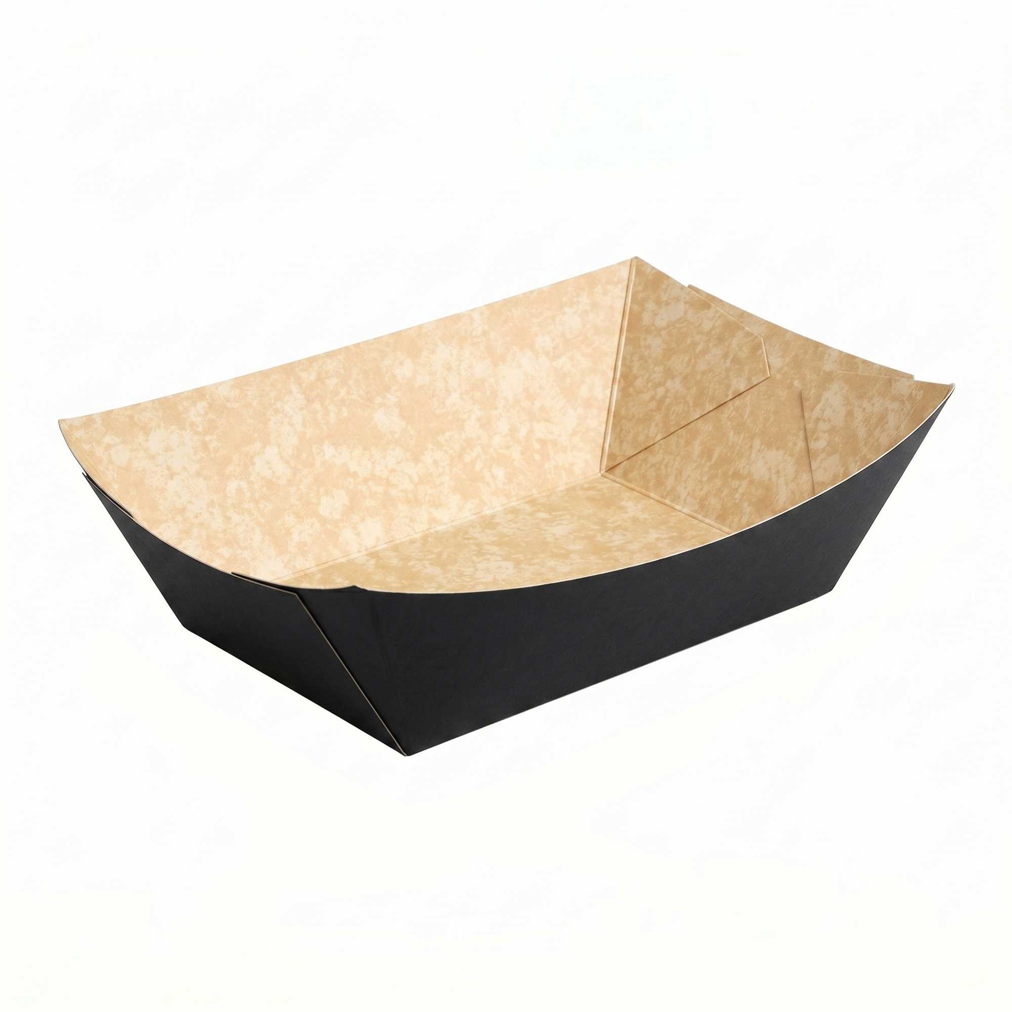 Bio Tek 1/2 lb Black Paper #50 Food Tray / Boat - 4 3/4" x 3 1/2" x 1 1/2" - 400 count box