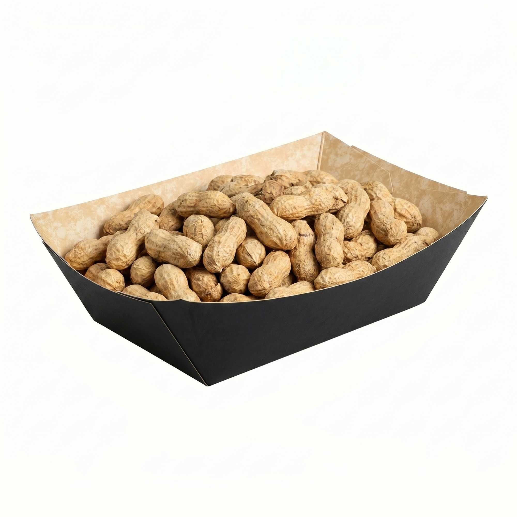 Bio Tek 1/2 lb Black Paper #50 Food Tray / Boat - 4 3/4" x 3 1/2" x 1 1/2" - 400 count box