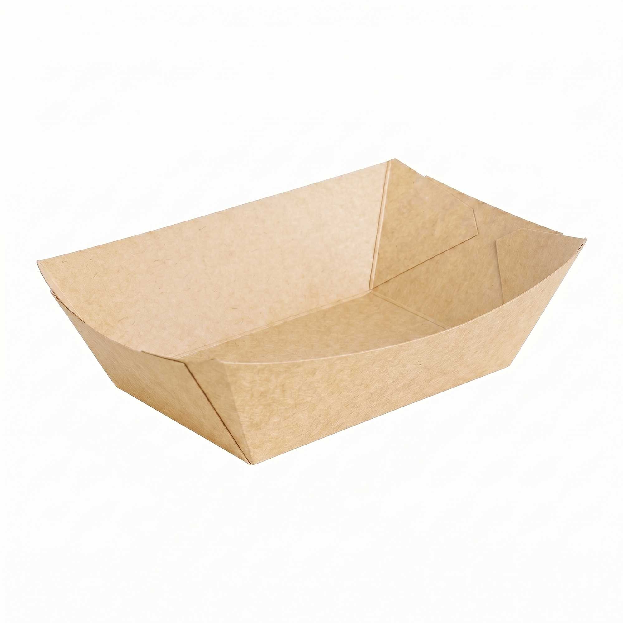 Bio Tek 1/2 lb Kraft Paper #50 Food Tray / Boat - 4 3/4" x 3 1/2" x 1 1/2" - 400 count box