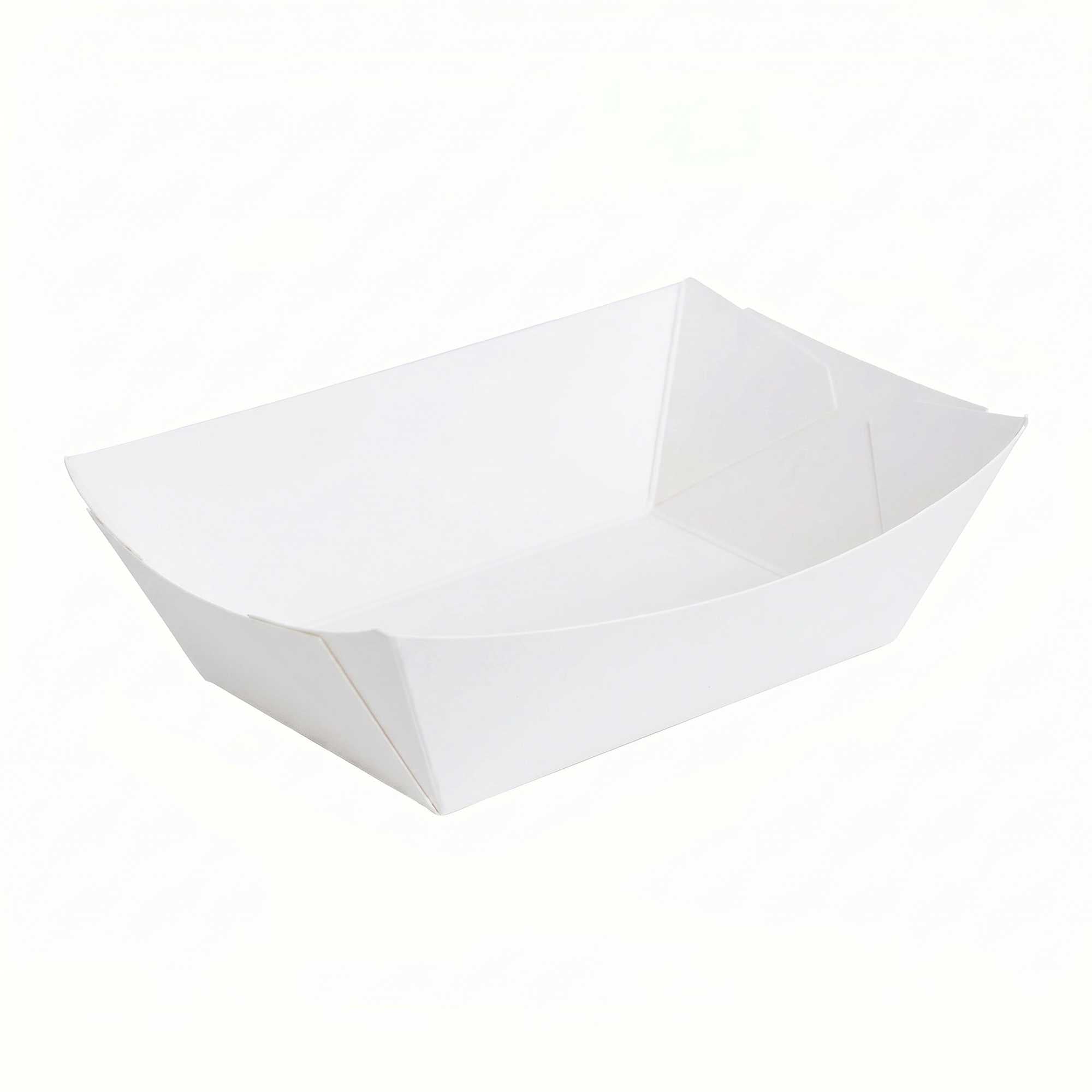 Bio Tek 1/2 lb White Paper #50 Food Tray / Boat - 4 3/4" x 3 1/2" x 1 1/2" - 400 count box