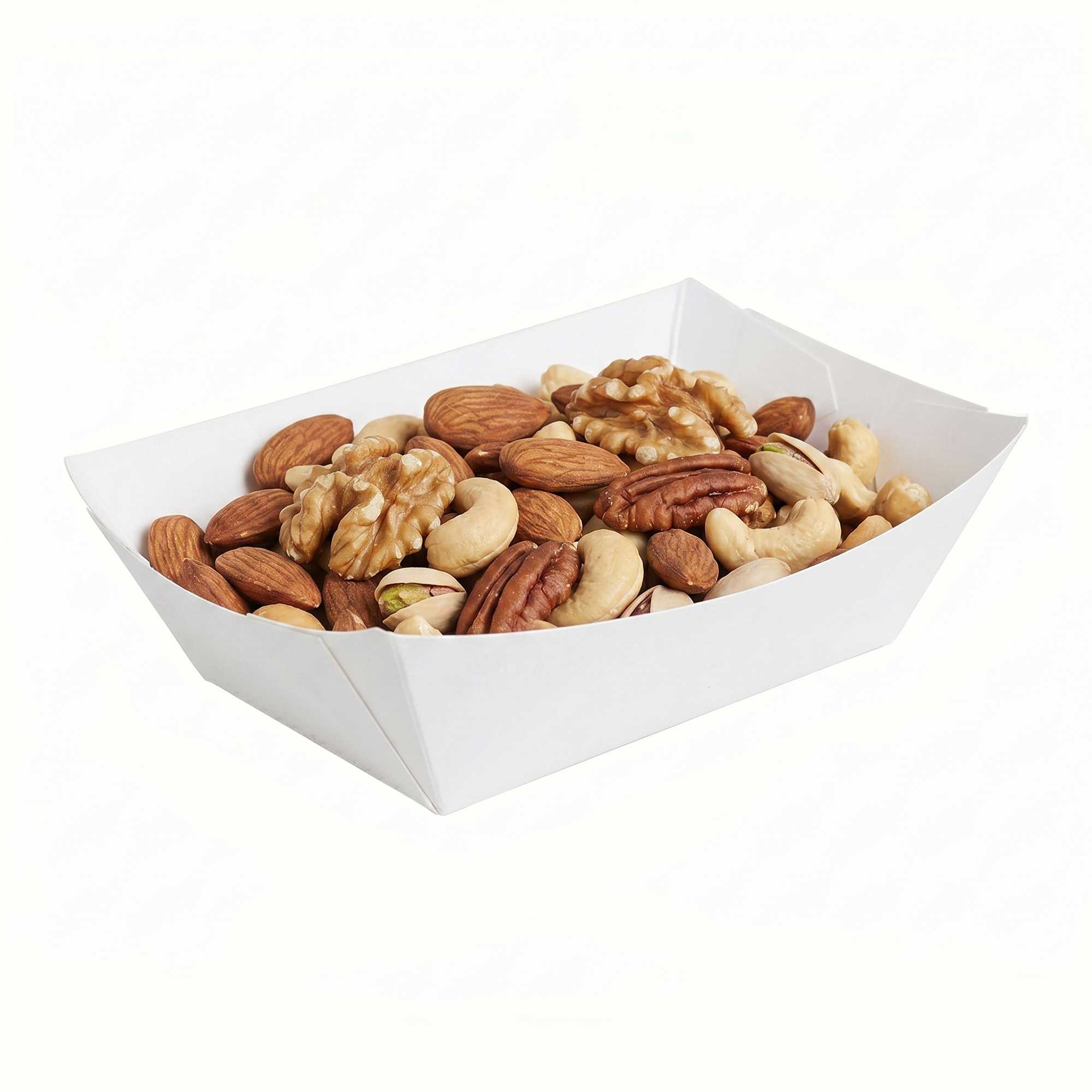 Bio Tek 1/2 lb White Paper #50 Food Tray / Boat - 4 3/4" x 3 1/2" x 1 1/2" - 400 count box