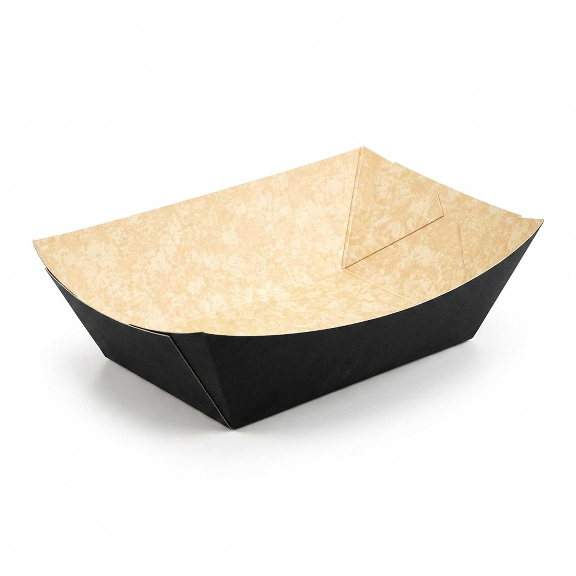 Bio Tek 1 lb Black Paper #100 Food Tray / Boat - 5 1/4" x 4" x 1 1/2" - 200 count box
