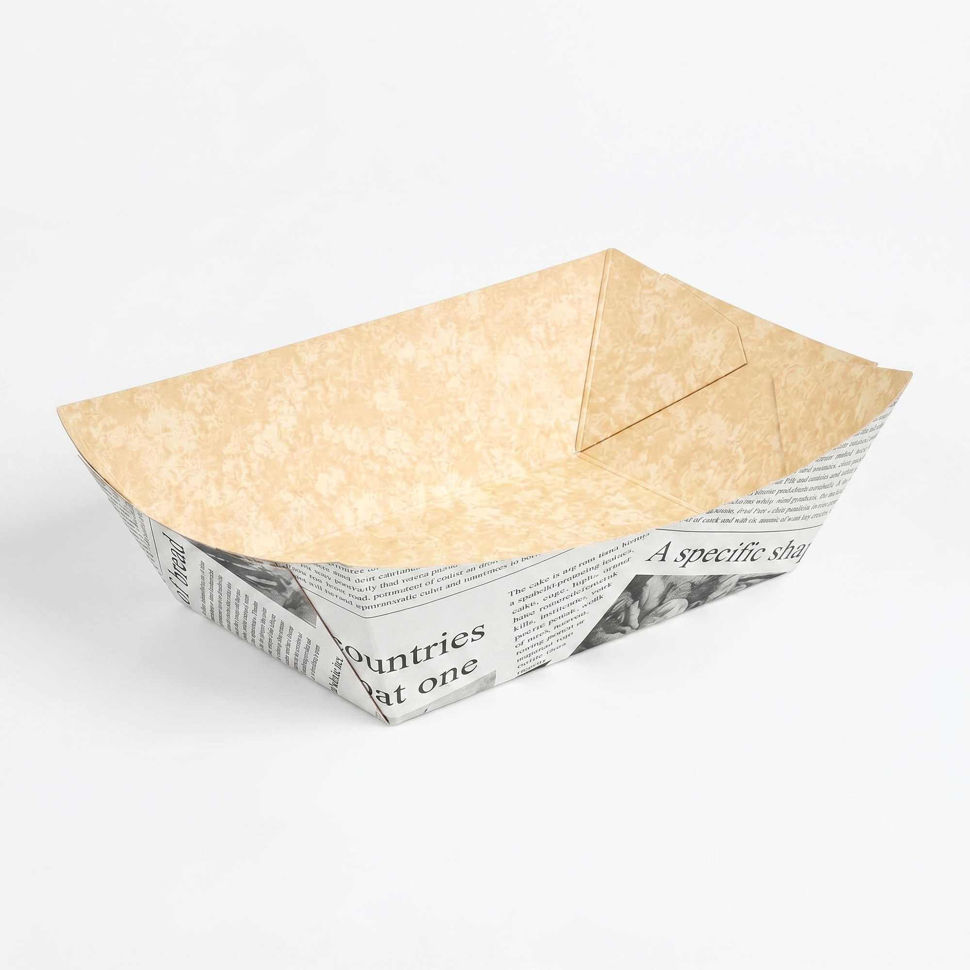 Bio Tek 1 lb Newsprint Paper #100 Food Tray / Boat - 5 1/4" x 4" x 1 1/2" - 50 count box