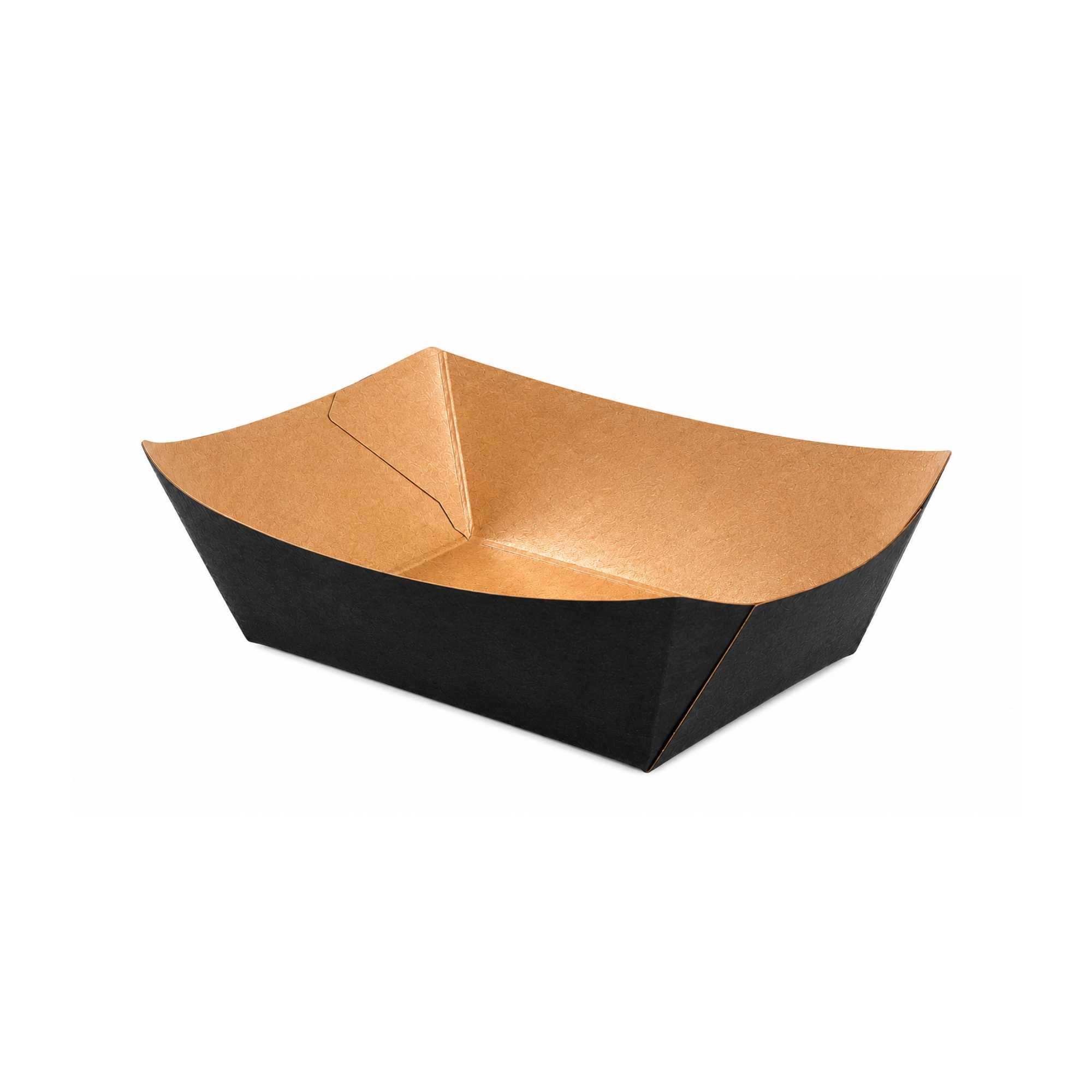 Bio Tek 2 lb Black Paper #200 Food Tray / Boat - 6" x 4 1/2" x 1 1/2" - 200 count box