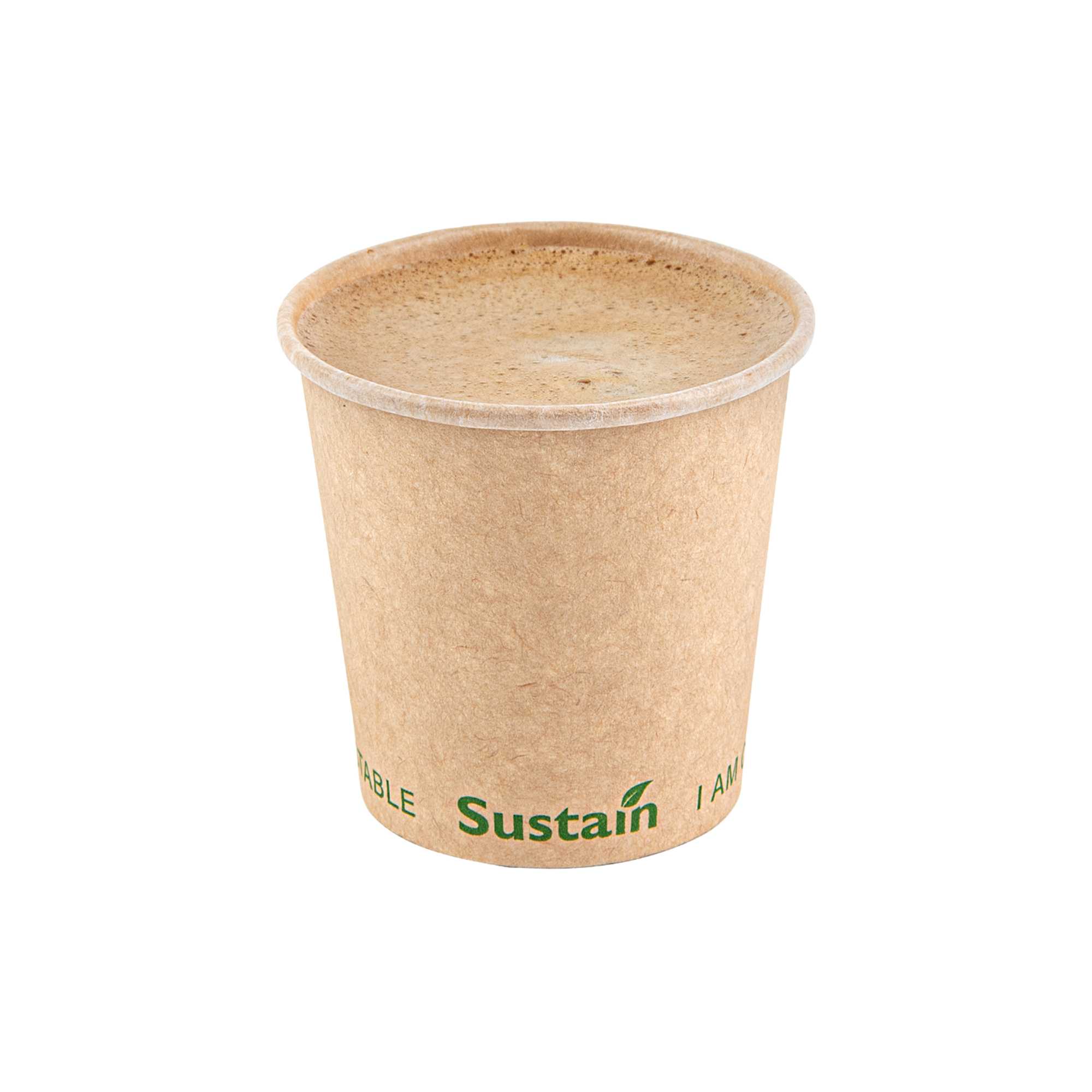 Sustain 4 oz Round Kraft Paper Coffee Cup - PLA Lining, Compostable, Single Wall - 2 1/2" x 2 1/2" x 2 1/4" - 1000 count box