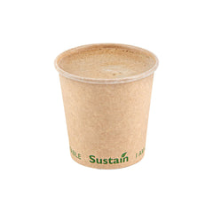 Sustain 4 oz Round Kraft Paper Coffee Cup - PLA Lining, Compostable, Single Wall - 2 1/2
