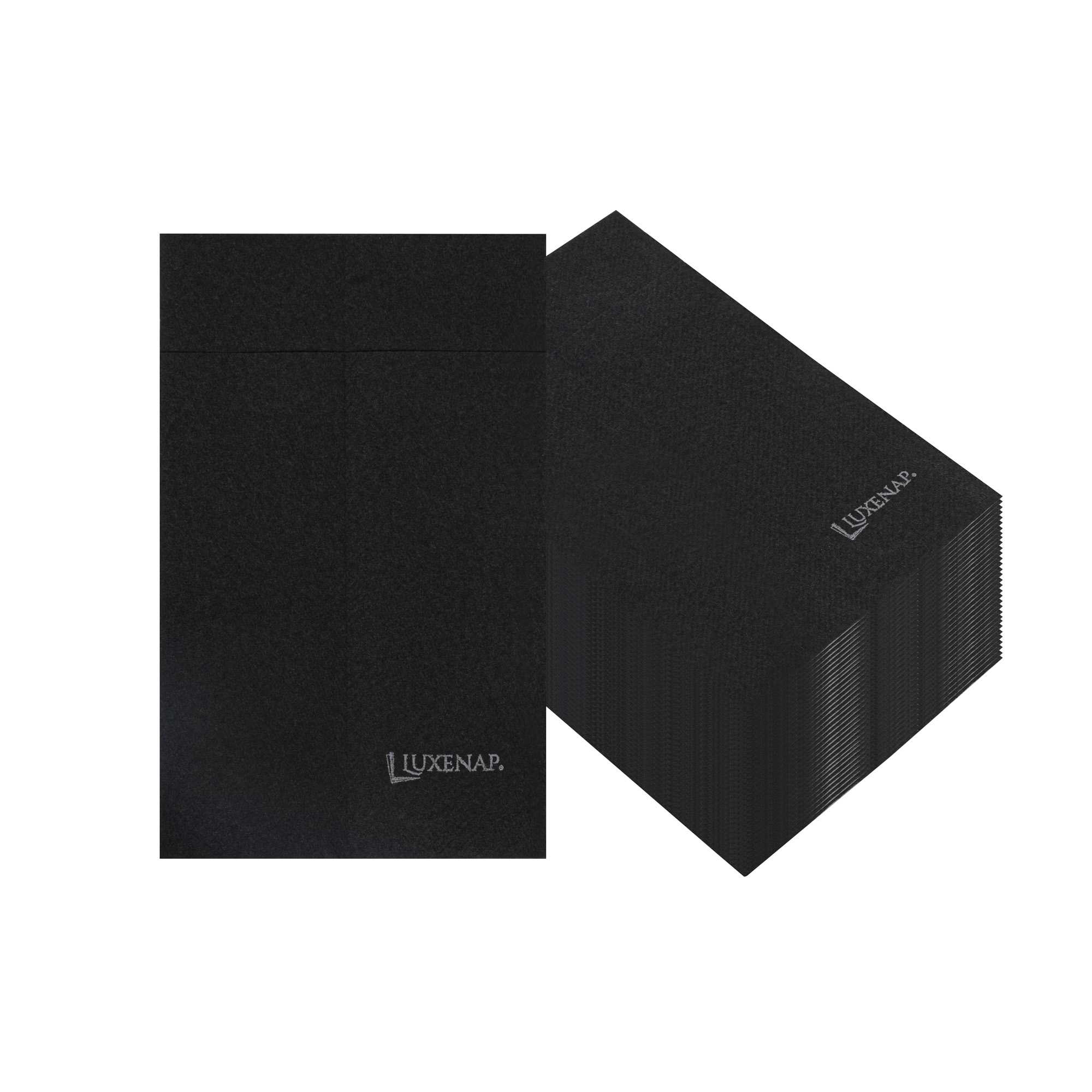 Luxenap Black Paper Linen-Feel Dinner Napkin - Air Laid, Kangaroo - 15 3/4" x 9 1/2" - 2000 count box