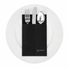 Luxenap Black Paper Linen-Feel Dinner Napkin - Air Laid, Kangaroo - 15 3/4