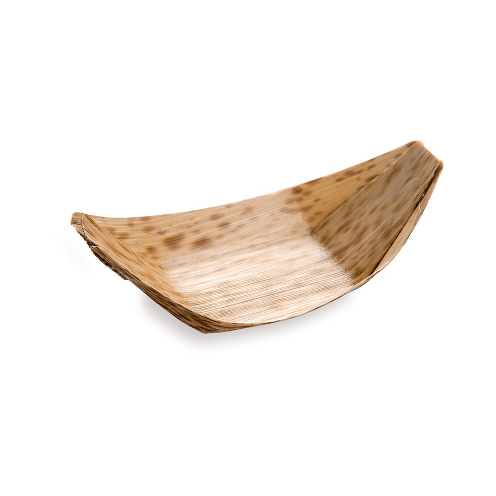 Bambuddha Natural Bamboo Small Food Tray / Boat - 4 3/4" x 2" x 1 1/2" - 200 count box
