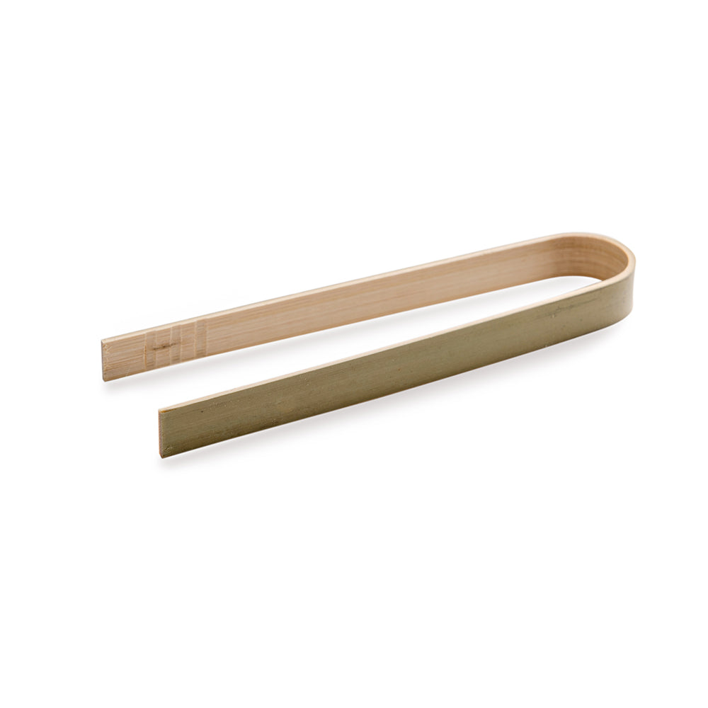 Bambuddha Natural Bamboo Small Tongs - 4" x 1 1/2" x 1/2" - 100 count box