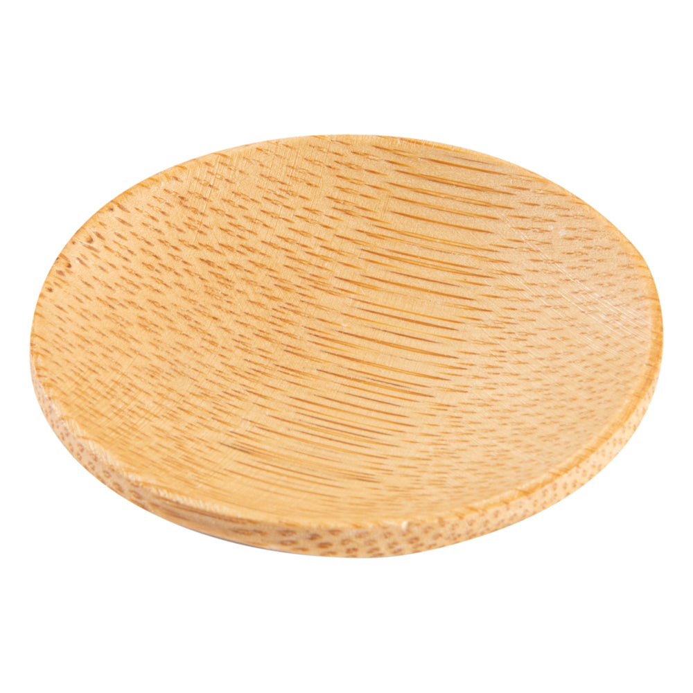 Bambuddha Round Natural Bamboo Dish - 2 1/2" x 2 1/2" x 1/2" - 100 count box