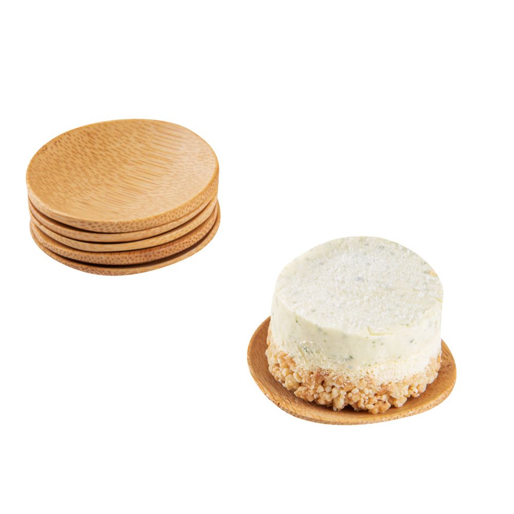 Bambuddha Round Natural Bamboo Dish - 2 1/2" x 2 1/2" x 1/2" - 100 count box