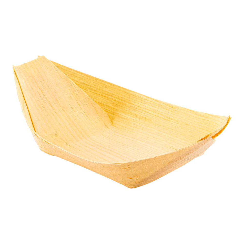 Taipei Natural Pinewood Mini Food Tray / Boat - 3 1/2" x 2 1/4" x 3/4" - 200 count box