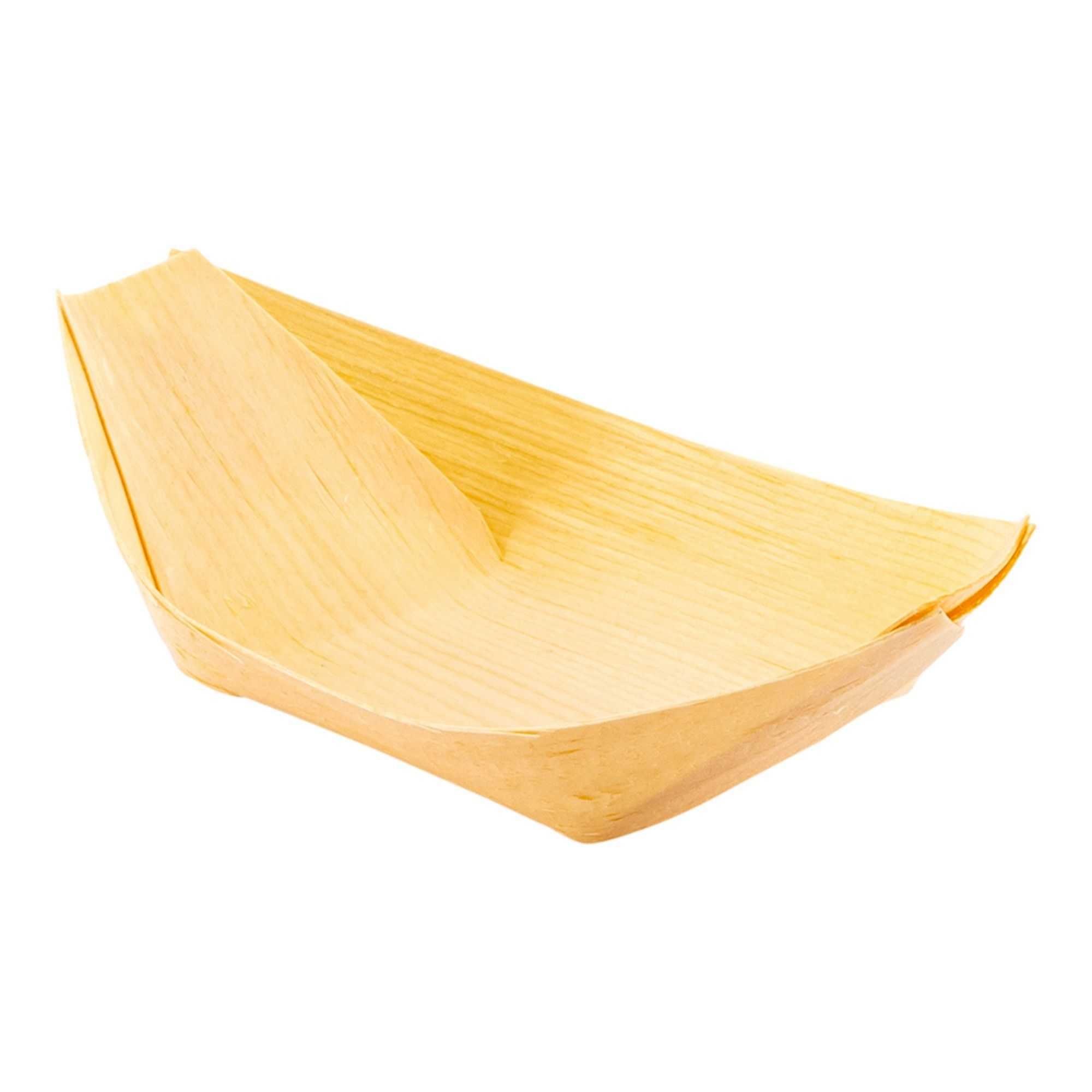 Taipei Natural Pinewood Mini Food Tray / Boat - 3 1/2" x 2 1/4" x 3/4" - 200 count box