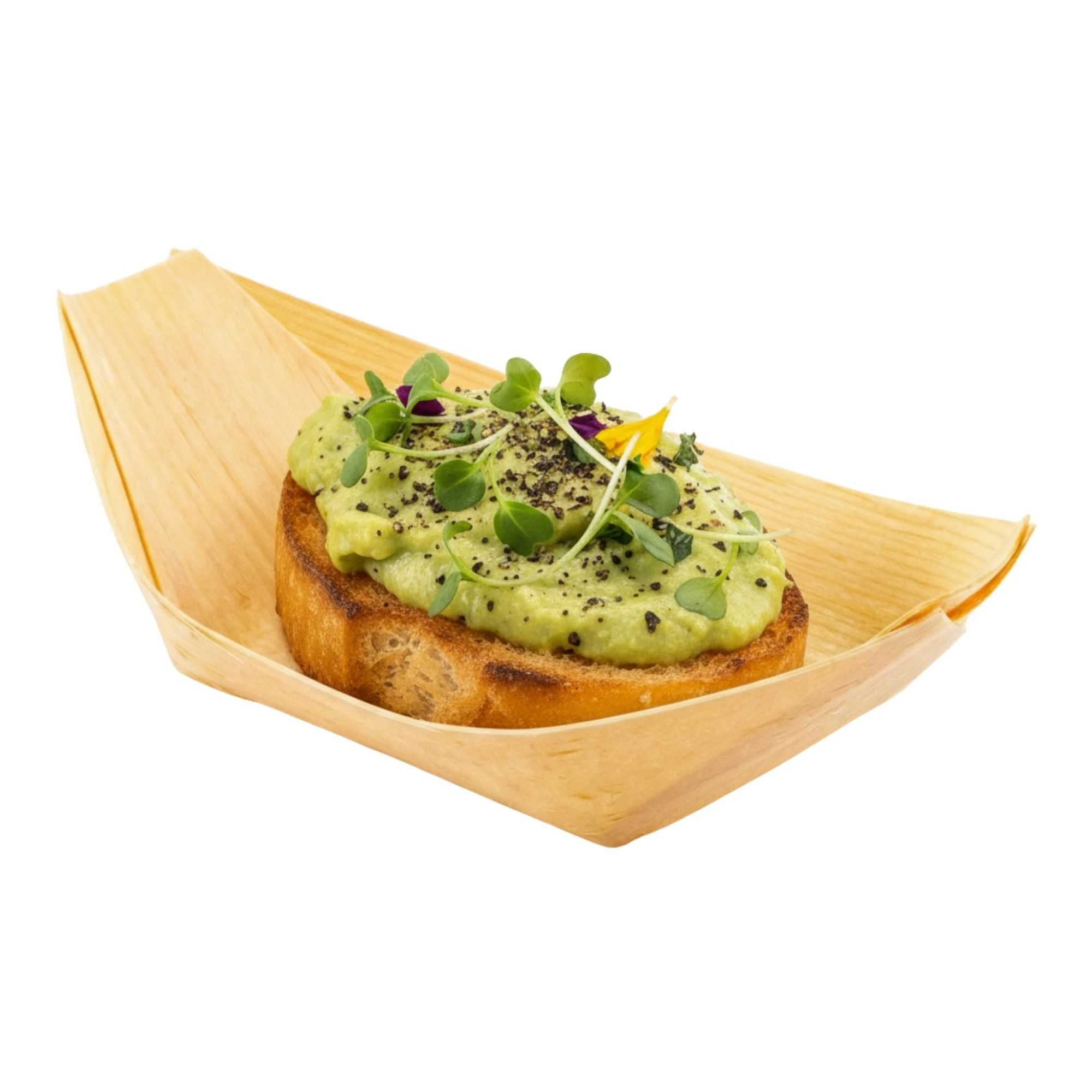 Taipei Natural Pinewood Mini Food Tray / Boat - 3 1/2" x 2 1/4" x 3/4" - 200 count box