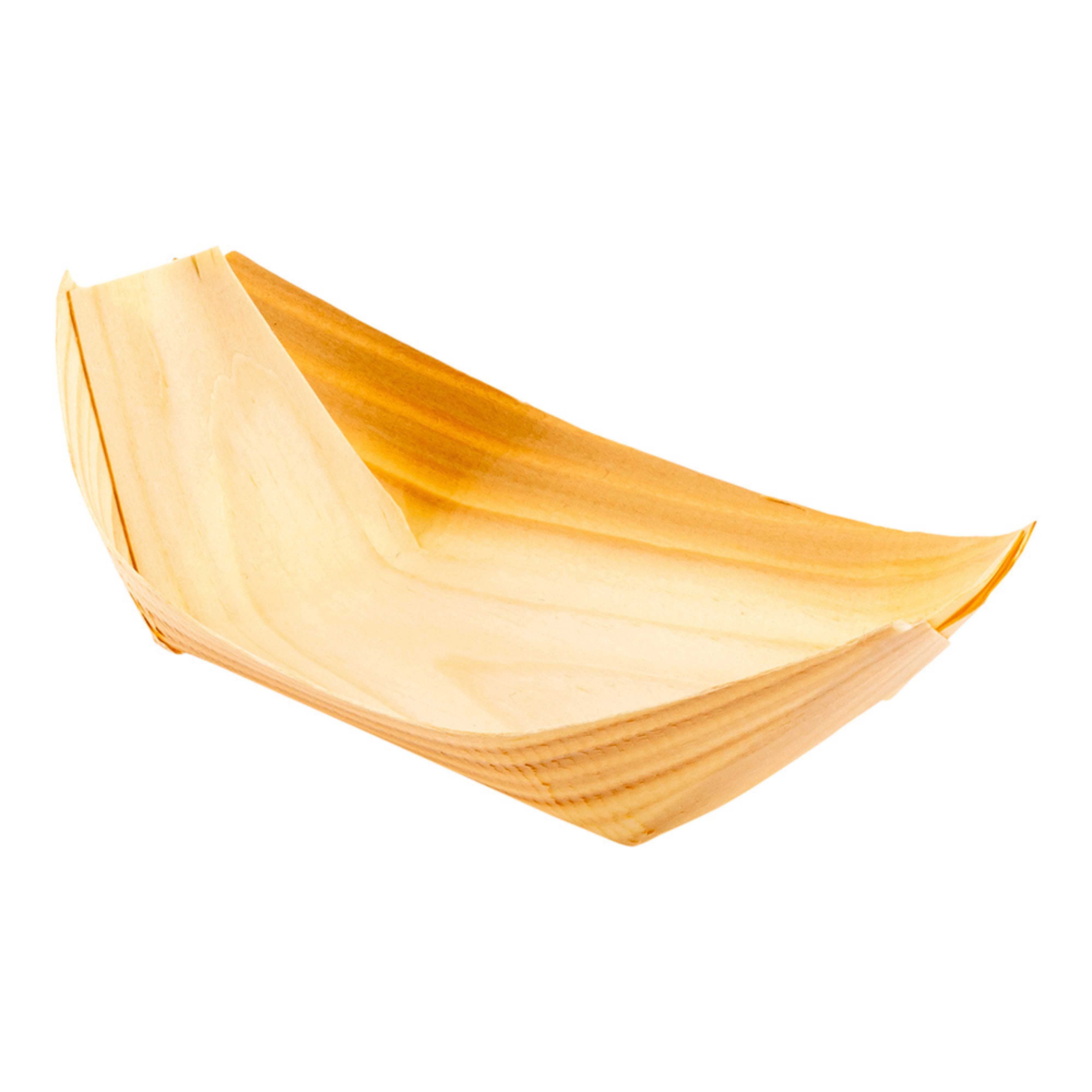 Taipei Natural Pinewood Medium Food Tray / Boat - 5 1/2" x 3 1/2" x 3/4" - 2000 count box