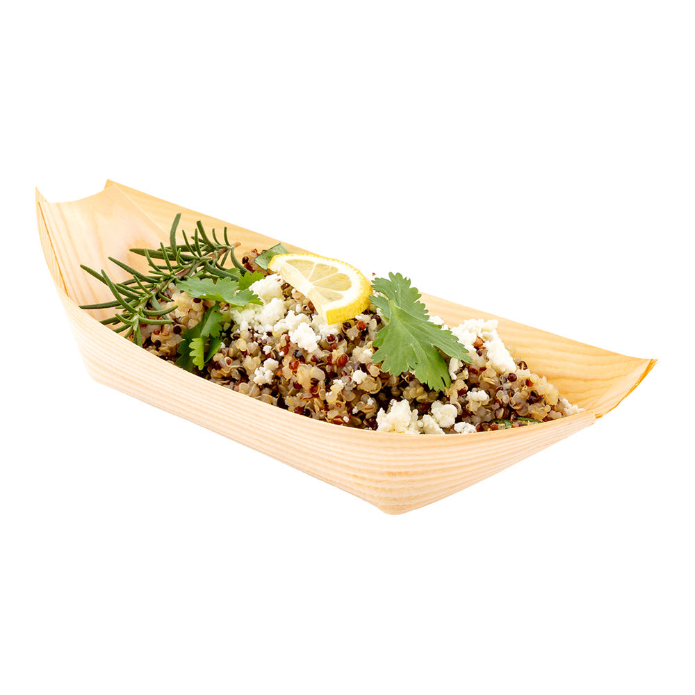 Taipei Natural Pinewood Large Food Tray / Boat - 8 3/4" x 4" x 3/4" - 200 count box