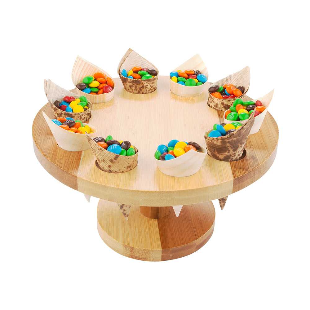 Bambuddha Round Natural Bamboo Cone Stand - 10 slots - 7 1/2" x 7 1/2" x 4" - 10 count box