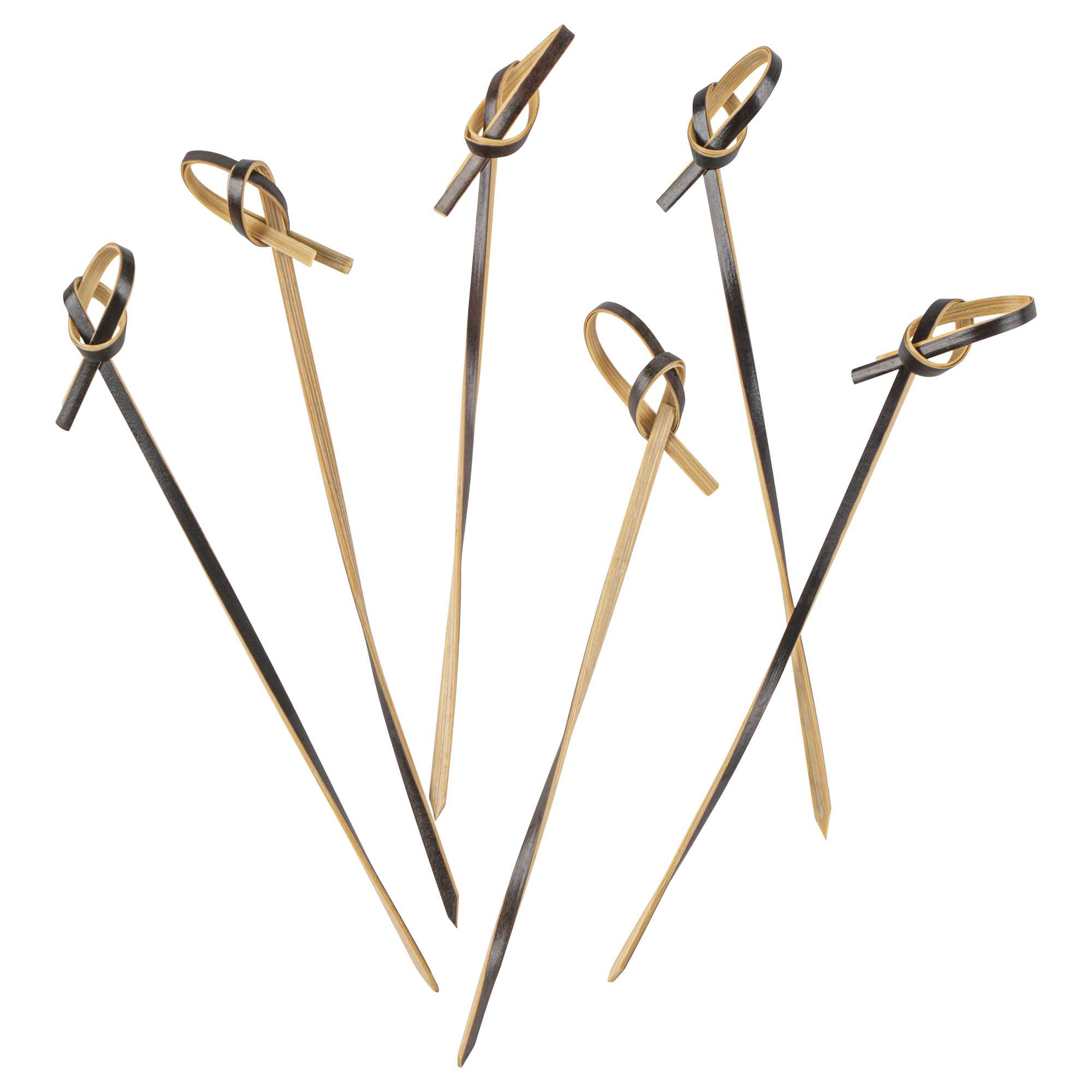 Pixy Black Bamboo Twisted Knot Pick - 4" x 1/2" - 1000 count box