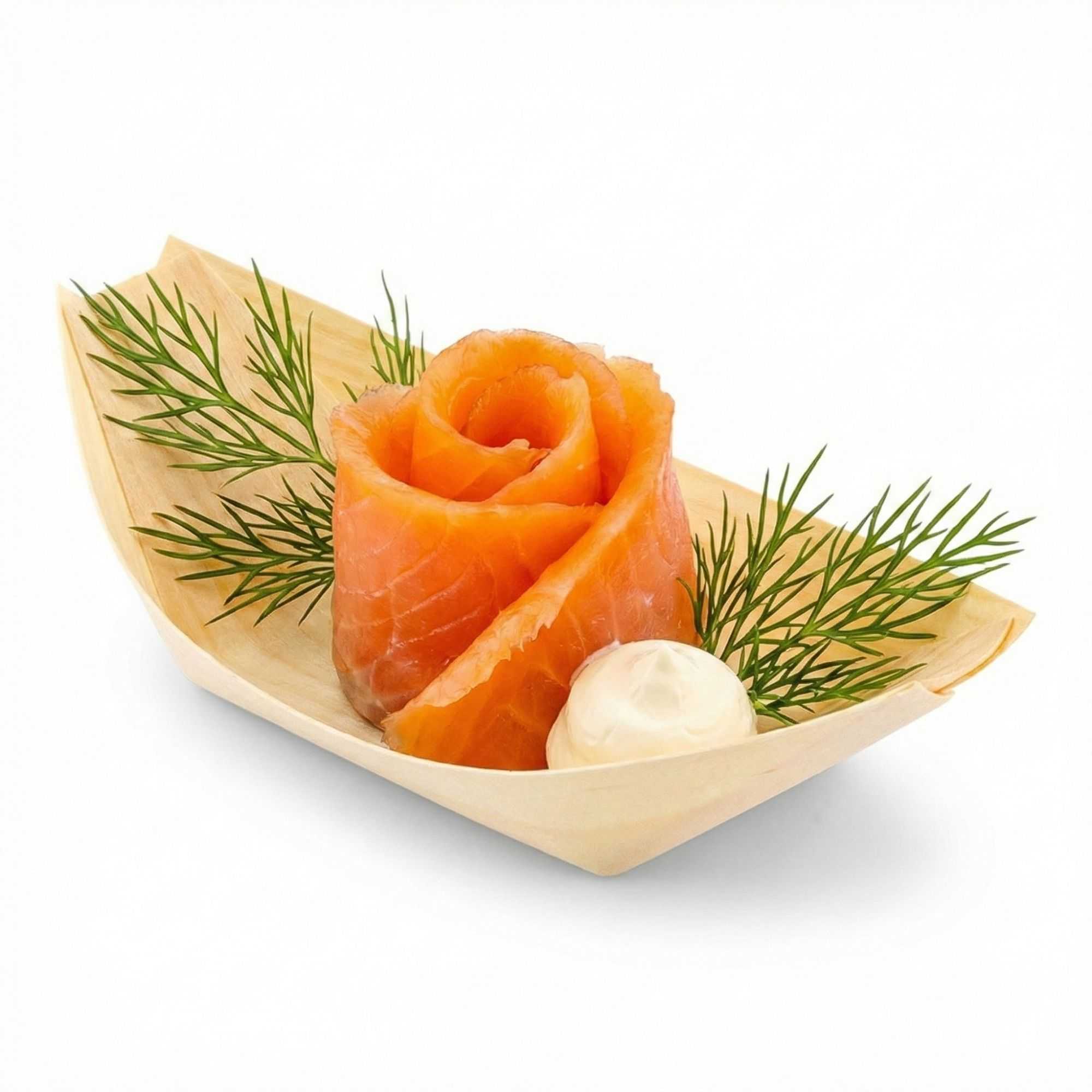 Taipei Natural Pinewood Small Food Tray / Boat - 4 1/2" x 2 1/2" x 1/2" - 200 count box