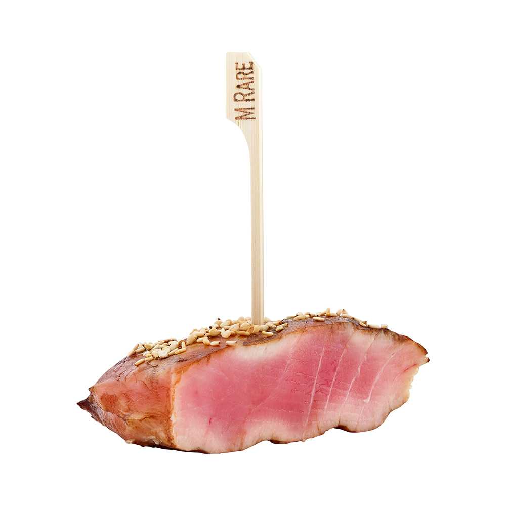 RW Smart Natural Bamboo Paddle Pick / Food Marker - Medium Rare - 4" - 10000 count box