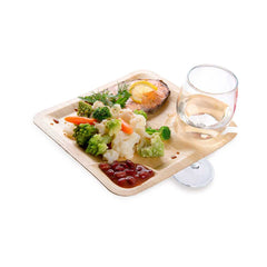 Bambuddha Square Natural Bamboo Leaf Plate with Cup Holder - 9