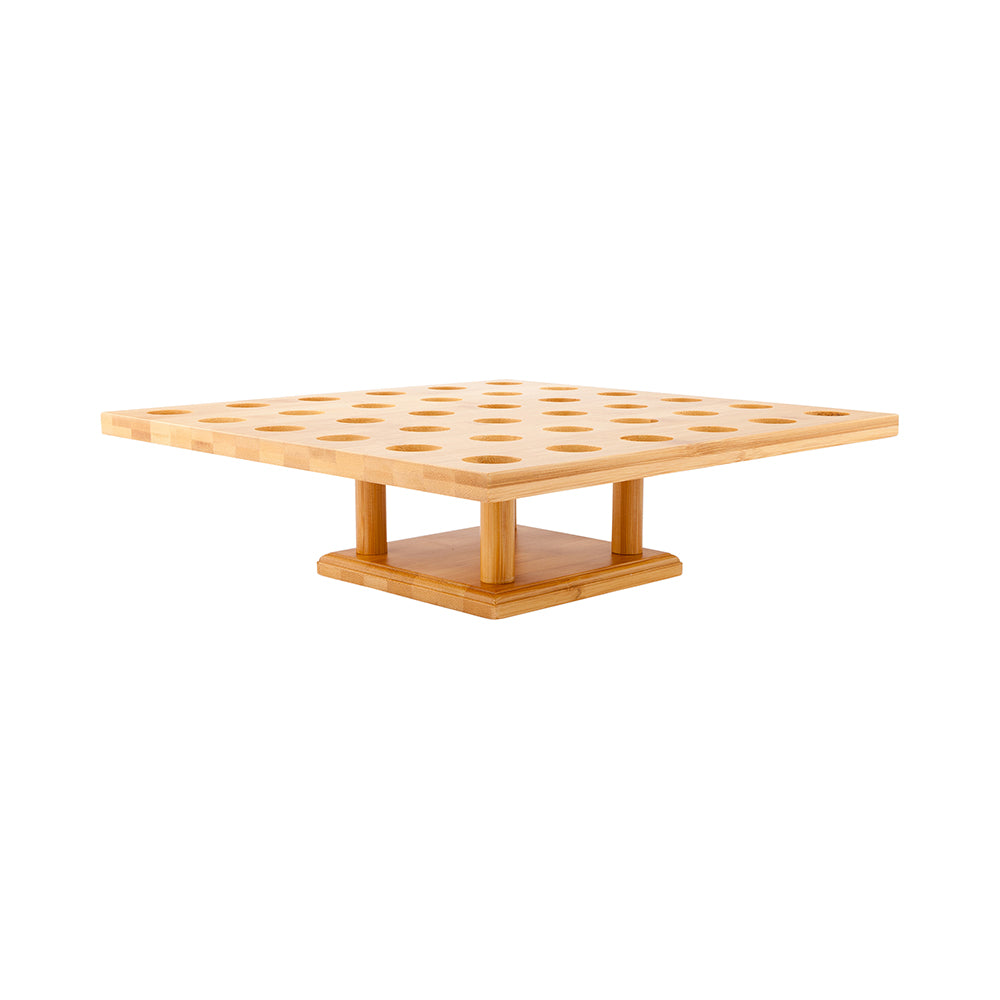 Bambuddha Square Natural Bamboo Cone Stand - 36 slots - 13 1/2" x 13 1/2" x 3 3/4" - 1 count box