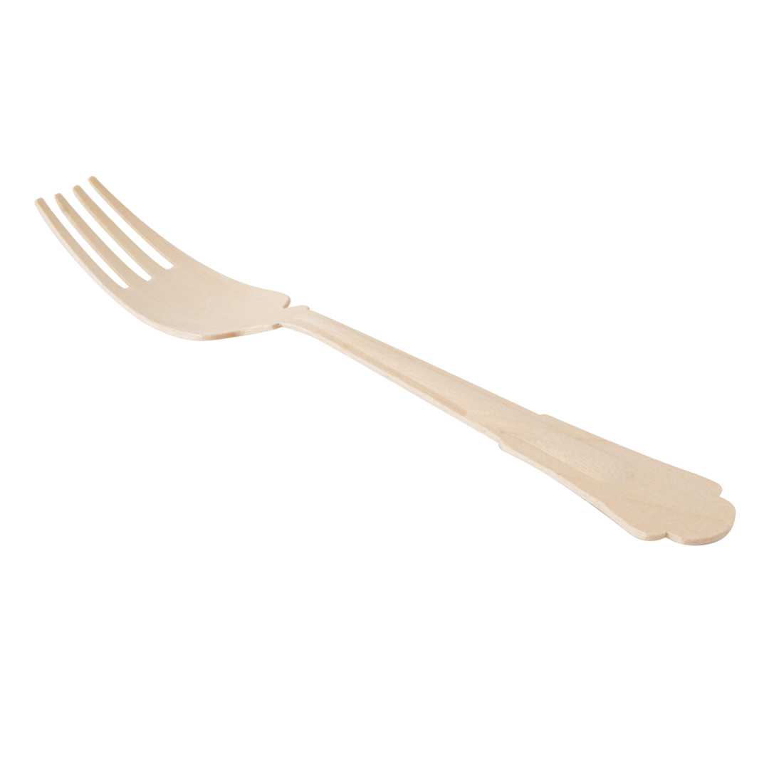Taipei Natural Wood Baroque Fork - 7 3/4" x 1 1/4" x 1/2" - 5000 count box