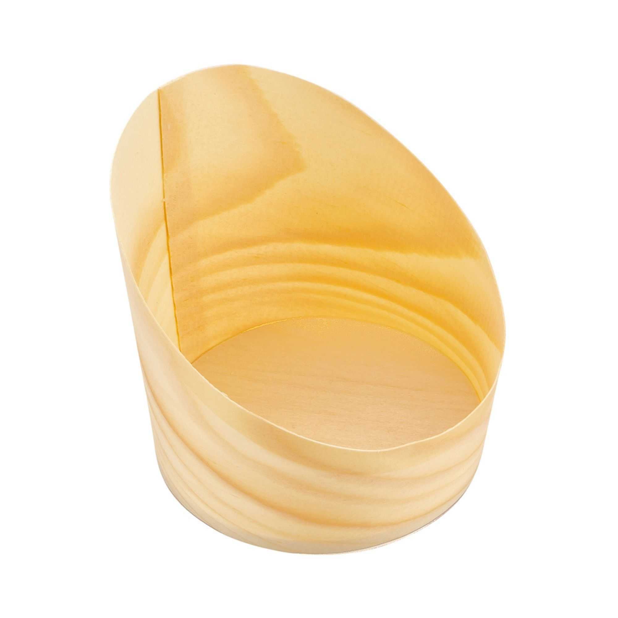 Taipei 7 oz Round Natural Wood Medium Incline Cup - 3 1/4" x 3 1/4" x 3 1/2" - 1000 count box