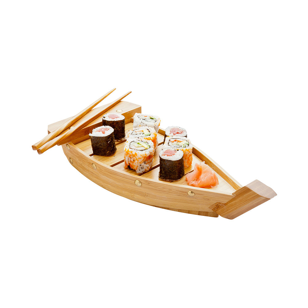 Bambuddha Natural Bamboo Small Sushi Boat - 13" x 4" x 3 1/4" - 1 count box