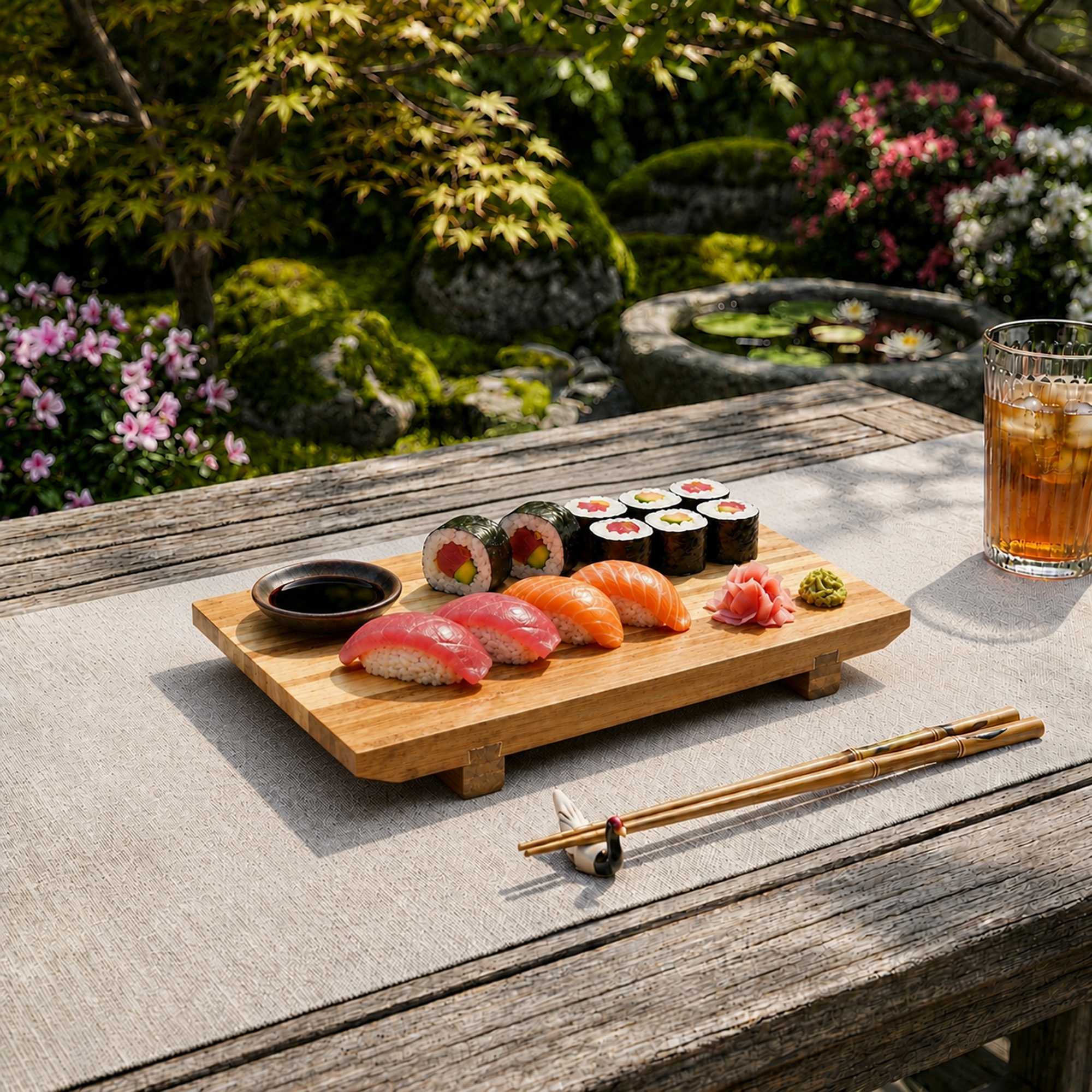 Bambuddha Japanese Buddha Rectangle Natural Bamboo Sushi Plate - 9 1/2" x 6" x 1 1/4" - 10 count box