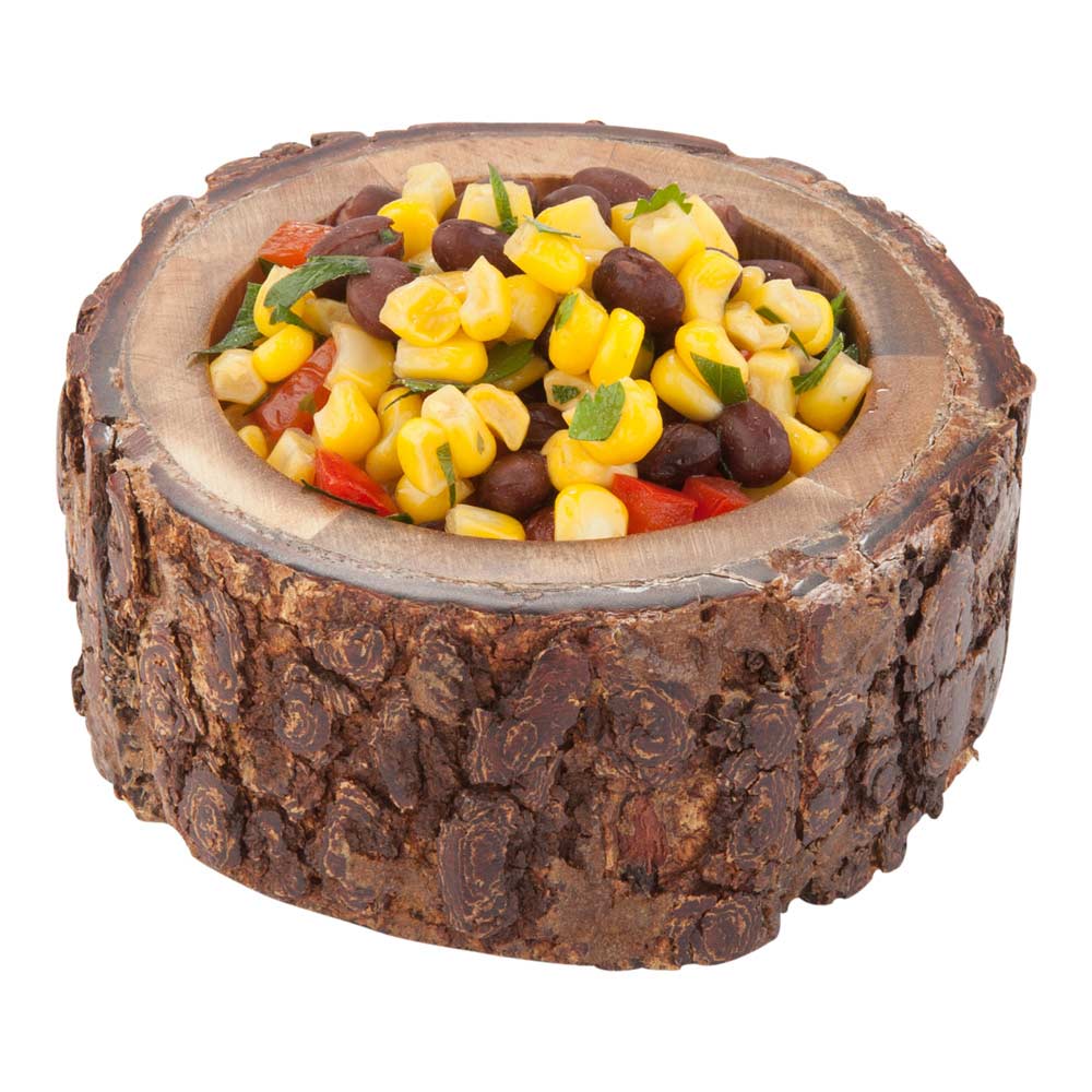 Bio Tek 10 oz Round Natural Acacia Serving Bowl - Varnished, Bark Edges - 4" x 4" x 2" - 1 count box