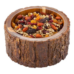 30 oz Round Natural Acacia Serving Bowl - Varnished, Bark Edges - 6