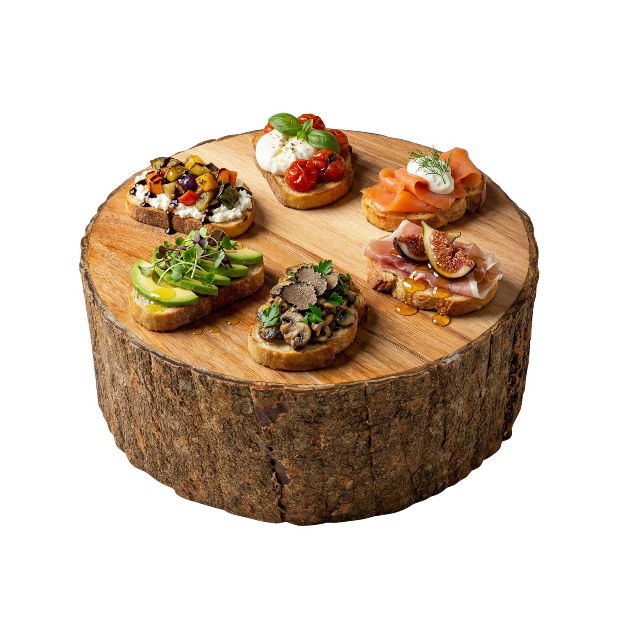 Eco Display Round Natural Acacia Large Riser - Varnished, Bark Edges ...