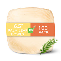 Midori 20 oz Square Natural Palm Leaf Large Bowl - 6 1/2