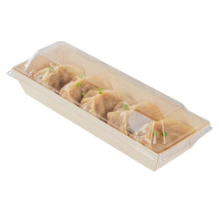 Taipei Clear Plastic Lid - Fits Rectangle Poplar Long Flare Container - 100 count box