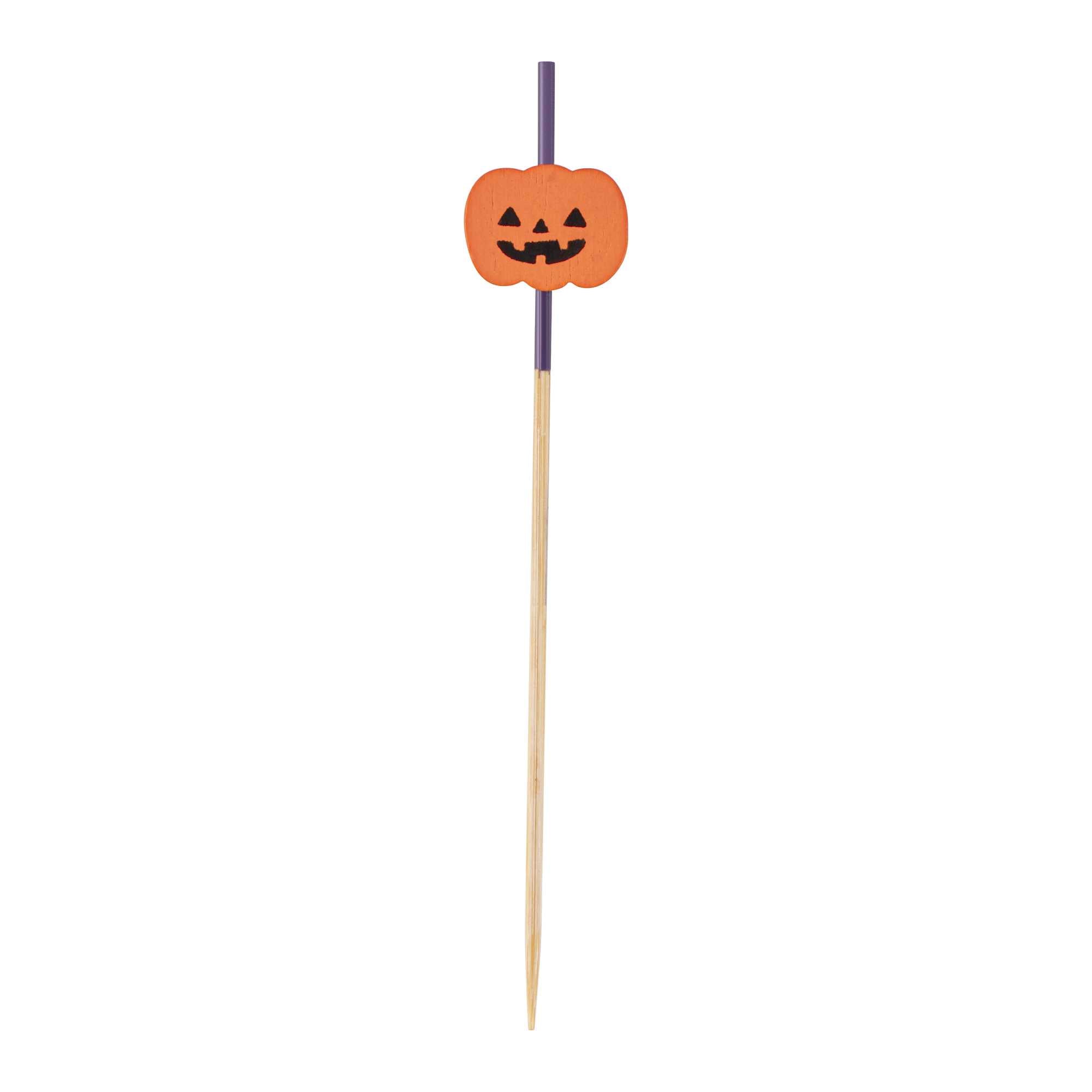 Pixy Orange Bamboo Jack-o-Lantern Pick - 4" x 3/4" - 1000 count box