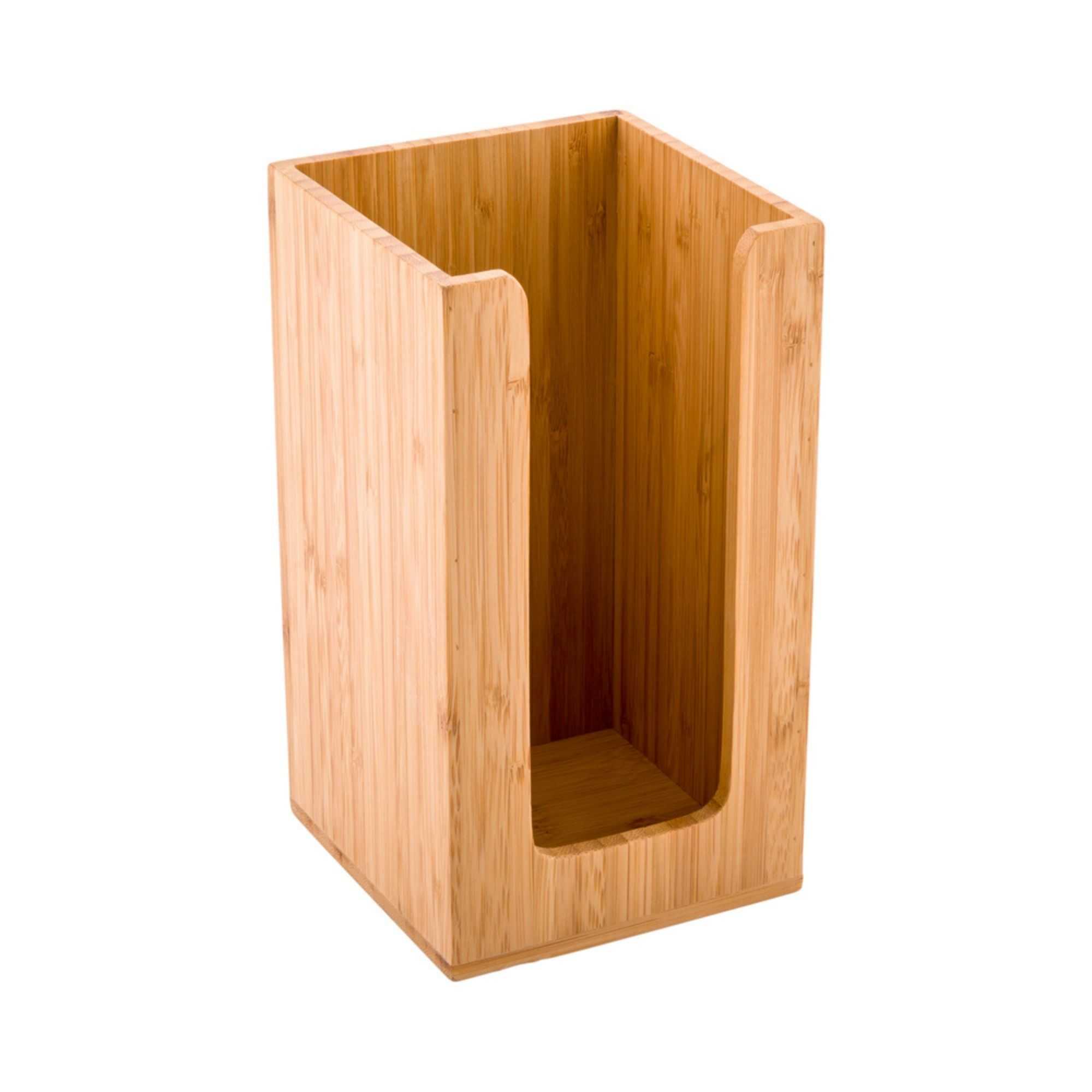 Restpresso Natural Bamboo Coffee Cup / Lid / Cocktail Napkin Organizer - 4 1/2" x 4 1/2" x 8" - 20 count box