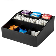 Bambuddha Square Black Bamboo Condiment Organizer - 9 Compartments - 11 3/4