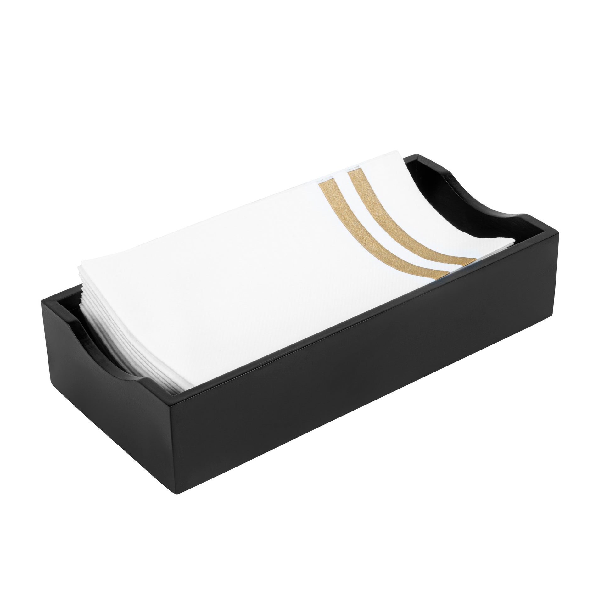 Nature Tek Rectangle Black Bamboo Napkin Holder - 9 1/2" x 4 1/4" x 2" - 1 count box