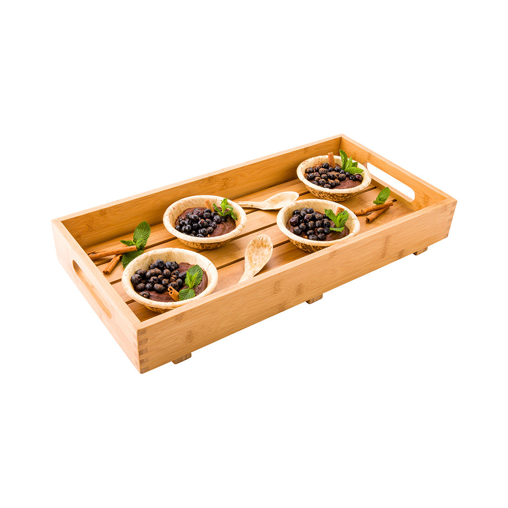 Nature Tek Natural Bamboo Serving Tray - with Handles - 22 1/2" x 11" x 2 3/4" - 1 count box