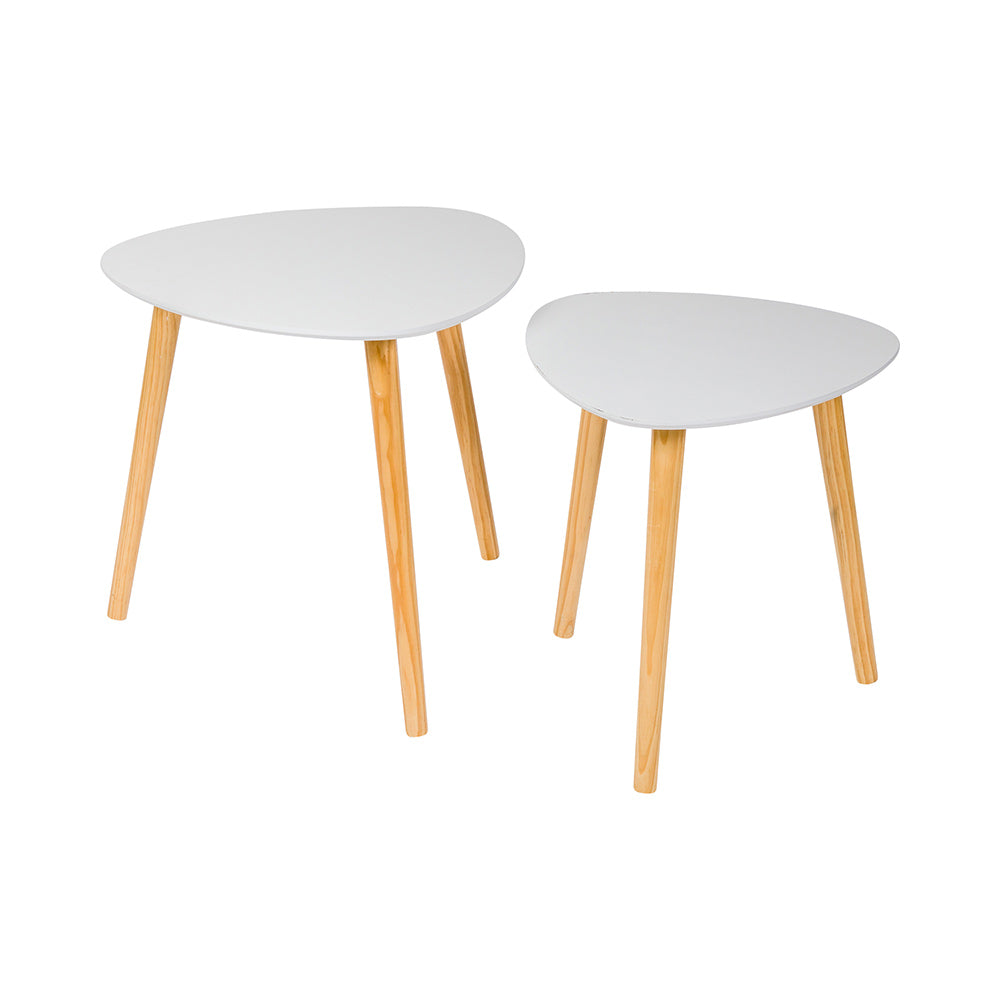 Nature Tek Triangle Natural Bamboo Coffee Table Set - White Top , 2-Piece - 19" x 18 3/4" x 18" - 1 count box