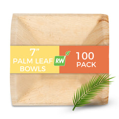 Indo 24 oz Square Natural Palm Leaf Bowl - 7