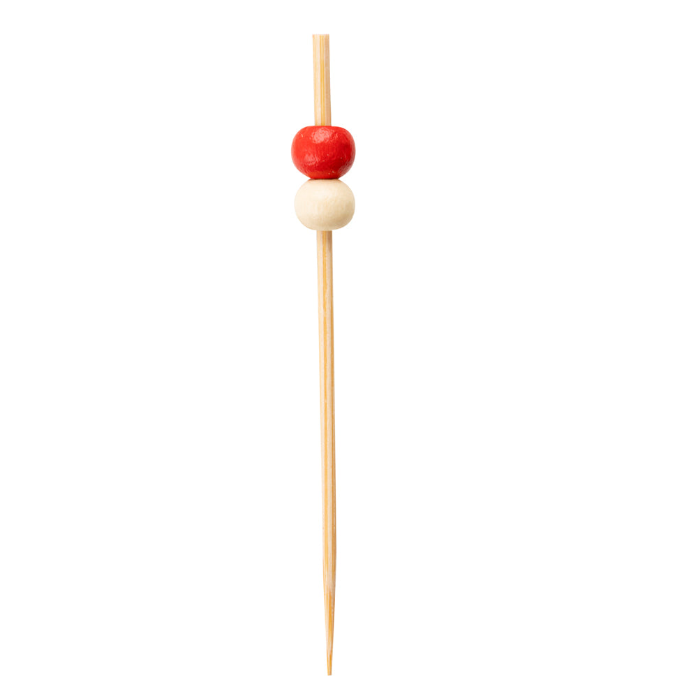 Pixy Red and White Bamboo Beaded Pick - 2 3/4" - 1000 count box