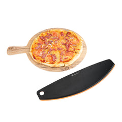 Nature Tek Black Wood Pizza Cutter / Rocker - 16